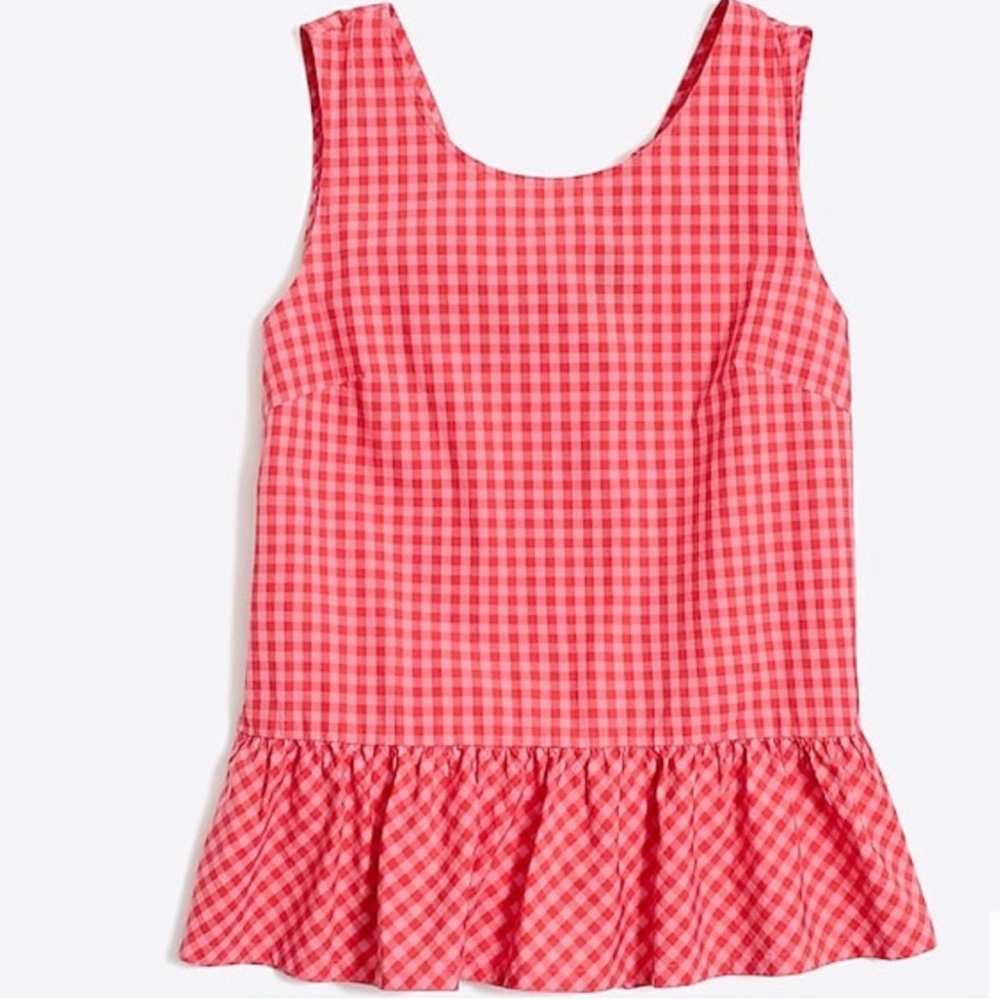 💕J.Crew red/pink plaid peplum top💕